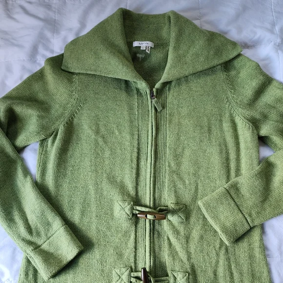 Tyler Boe Cotton Wool Blend Long Line Zipper Front Cardigan Sweater - Picture 2 of 16